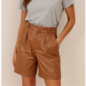 Abercrombie & Fitch Women’s Vegan Leather Tan Brown Trouser Shorts Large